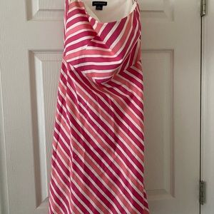 Ann Taylor pink and white strapless knee length dress size 6